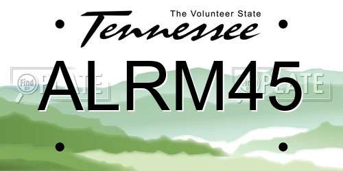ALRM45 Tennessee License Plate