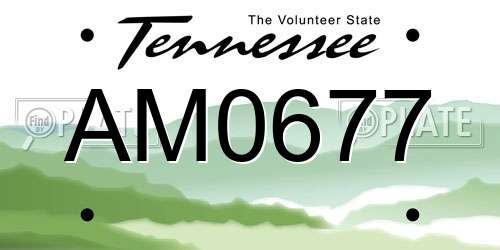 AM0677 Tennessee License Plate