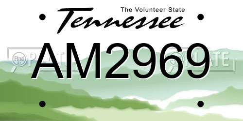 AM2969 Tennessee License Plate
