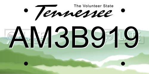 AM3B919 Tennessee License Plate