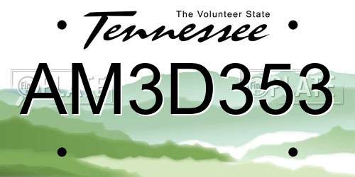 AM3D353 Tennessee License Plate