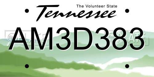 AM3D383 Tennessee License Plate