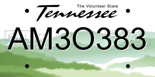 AM3O383 Tennessee License Plate