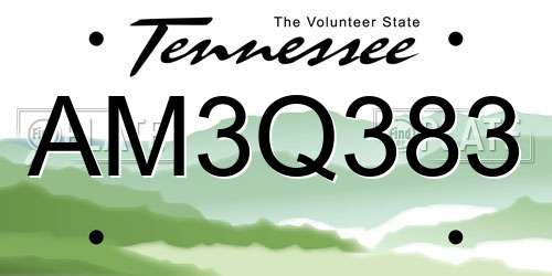 AM3Q383 Tennessee License Plate