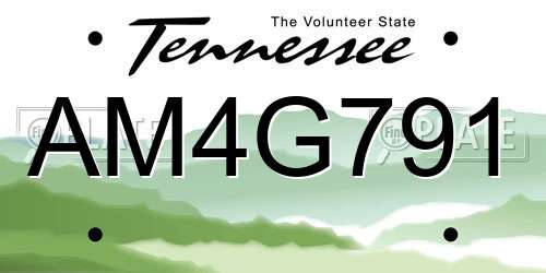 AM4G791 Tennessee License Plate