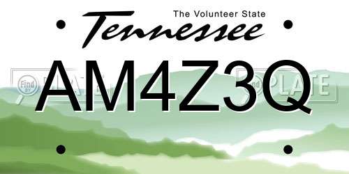 AM4Z3Q Tennessee License Plate