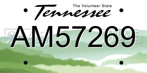 AM57269 Tennessee License Plate
