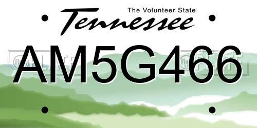 AM5G466 Tennessee License Plate