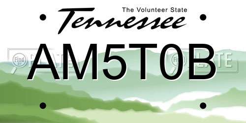 AM5T0B Tennessee License Plate