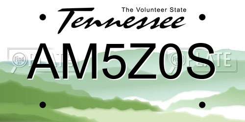 AM5Z0S Tennessee License Plate