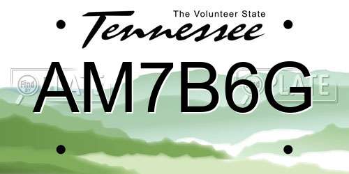 AM7B6G Tennessee License Plate