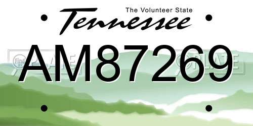 AM87269 Tennessee License Plate