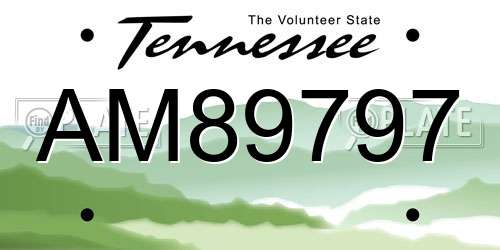 AM89797 Tennessee License Plate