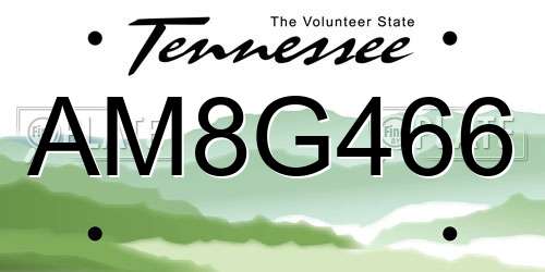 AM8G466 Tennessee License Plate