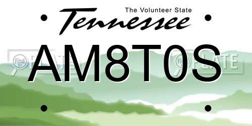 AM8T0S Tennessee License Plate