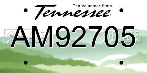 AM92705 Tennessee License Plate