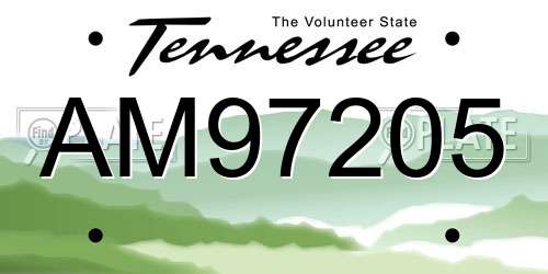 AM97205 Tennessee License Plate