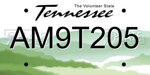 AM9T205 Tennessee License Plate