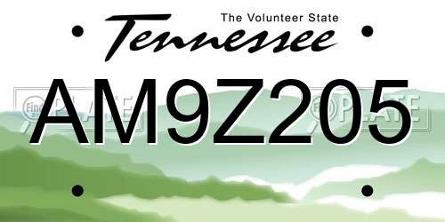 AM9Z205 Tennessee License Plate