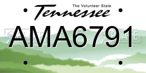 AMA6791 Tennessee License Plate