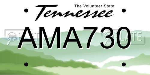 AMA730 Tennessee License Plate