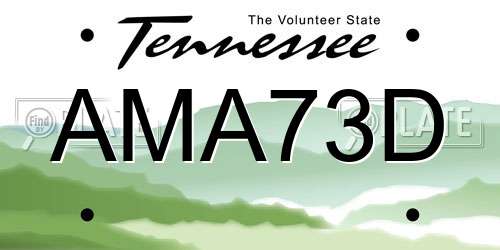 AMA73D Tennessee License Plate