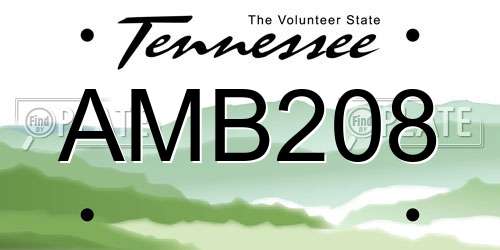 AMB208 Tennessee License Plate