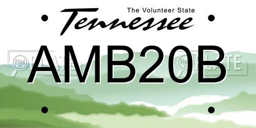AMB20B Tennessee License Plate