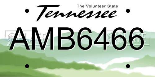 AMB6466 Tennessee License Plate