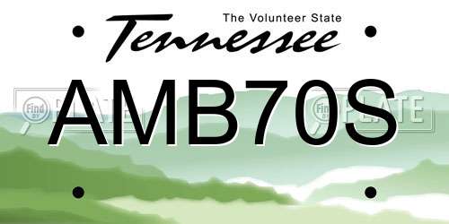 AMB70S Tennessee License Plate