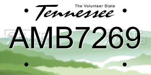 AMB7269 Tennessee License Plate