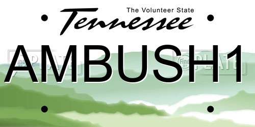 AMBUSH1 Tennessee License Plate