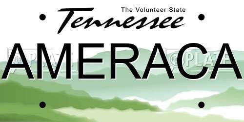 AMERACA Tennessee License Plate