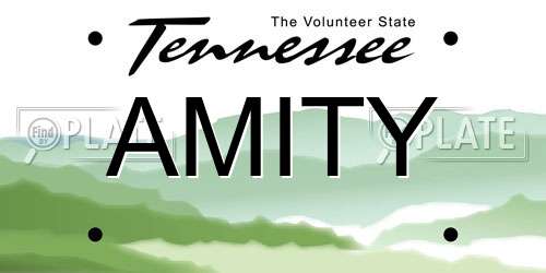 AMITY Tennessee License Plate
