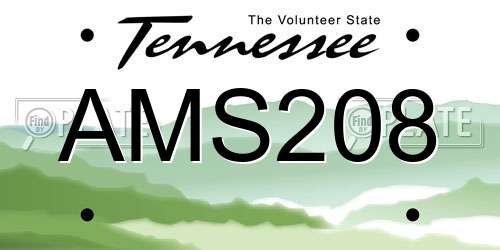 AMS208 Tennessee License Plate
