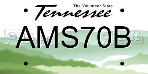 AMS70B Tennessee License Plate