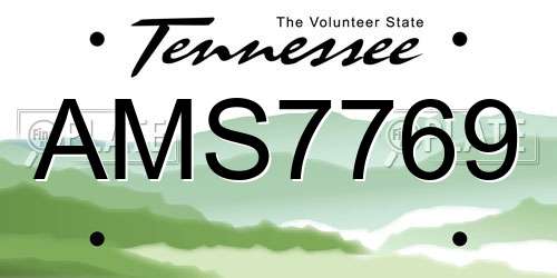 AMS7769 Tennessee License Plate