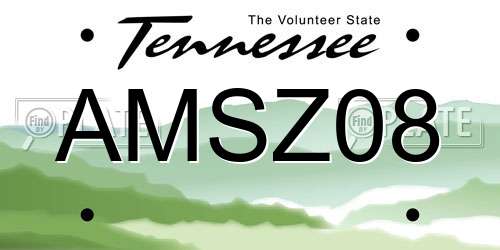 AMSZ08 Tennessee License Plate