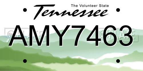 AMY7463 Tennessee License Plate