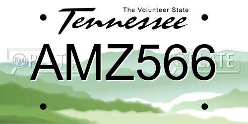 AMZ566 Tennessee License Plate