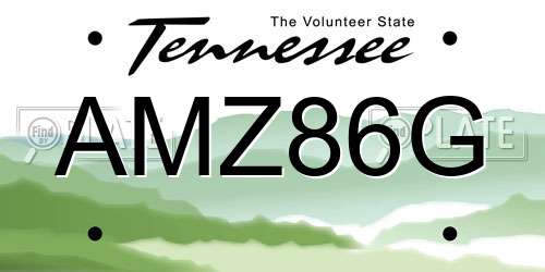 AMZ86G Tennessee License Plate
