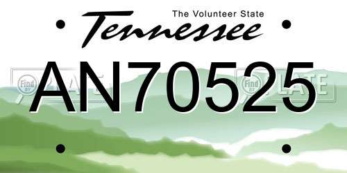 AN70525 Tennessee License Plate
