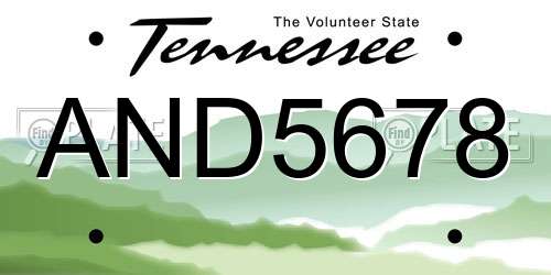 AND5678 Tennessee License Plate