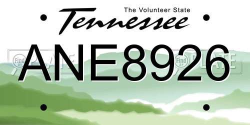 ANE8926 Tennessee License Plate