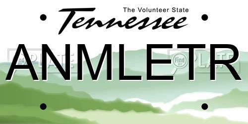 ANMLETR Tennessee License Plate