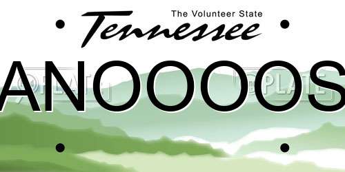 ANOOOOS Tennessee License Plate