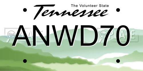 ANWD70 Tennessee License Plate