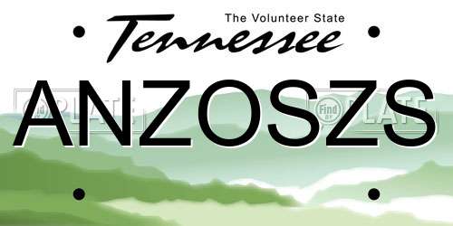 ANZOSZS Tennessee License Plate