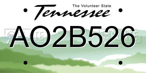 AO2B526 Tennessee License Plate