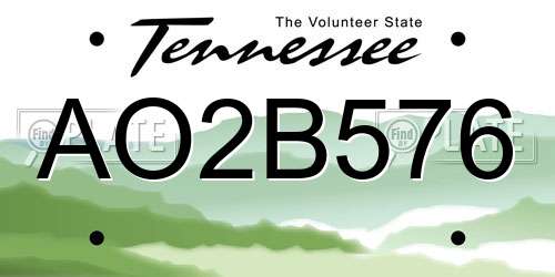 AO2B576 Tennessee License Plate